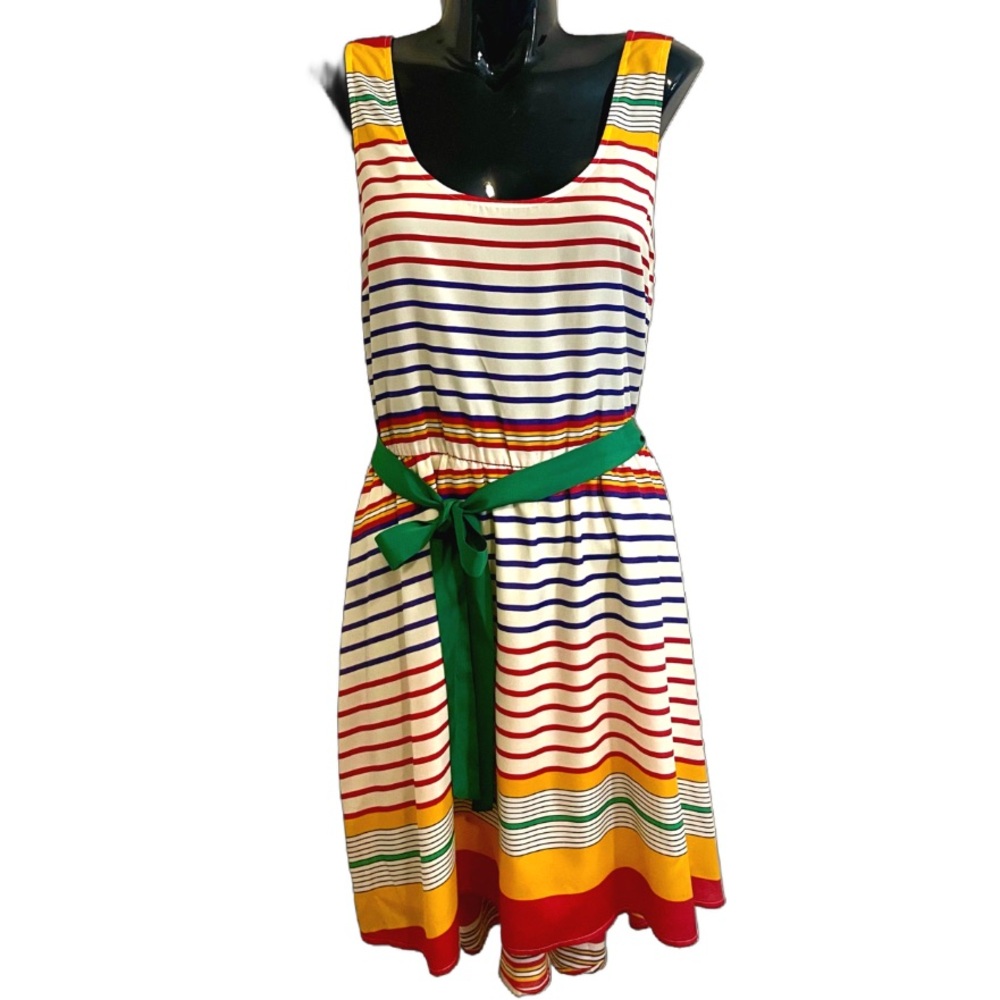 Anthropologie Pim+Larkin Colorful Striped Sleeveless Lightweight Tie Waist Dress